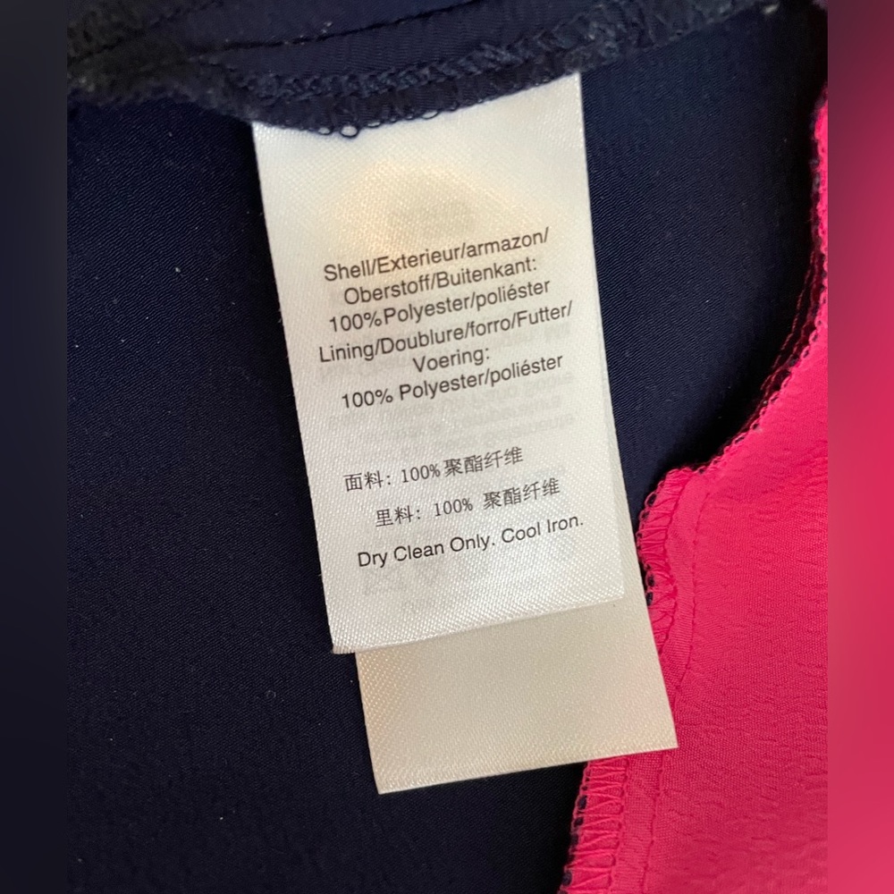 DKNY Navy Blue and Pink Contrast Hem Handkerchief Spring/Summer Dress - Picture 8 of 9